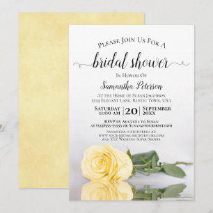Invitación Elegante Lluvia de Boda Romántica de Rosa Amarilla