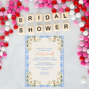 Invitación Elegante Lluvia de Boda Talavera Azul Floral