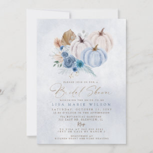 Invitación Elegante Lluvia de Calabazas Azules Otoño Despedid