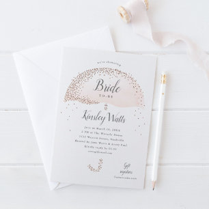 Invitación Elegante lluvia de confeti rosa dorado para desped