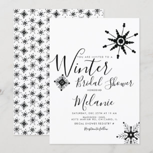 Invitación Elegante lluvia de copos de nieve negros para desp