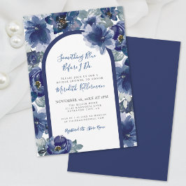 Invitación Elegante Lluvia de Flores Azul Marino Nupcial
