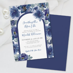 Invitación Elegante Lluvia de Flores Azul Marino Nupcial