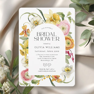 Invitación Elegante lluvia de flores de acuarela para despedi