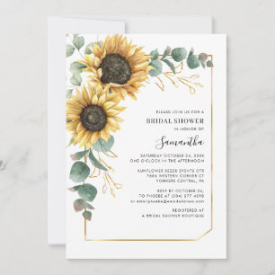 Invitación Elegante Lluvia de Flores de Girasol y Eucalipto p