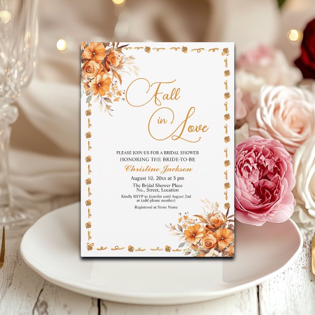 Invitación Elegante lluvia de flores de otoño para boda de am (Subido por el creador)