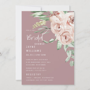 Invitación Elegante lluvia de flores Rosa Polvorienta Bridal