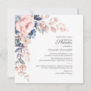 Invitación Elegante lluvia de flores rosadas en acuarela para