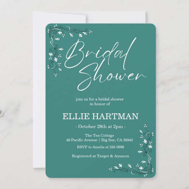 Invitación Elegante lluvia de flores silvestres de bígaro par (Anverso)