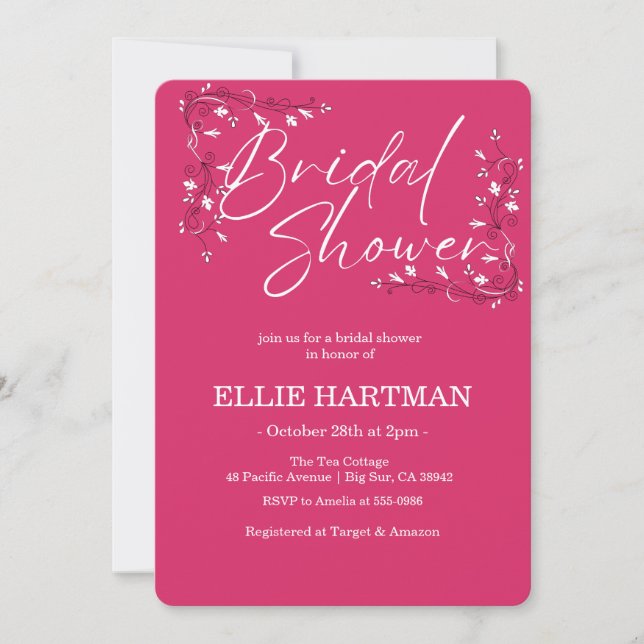 Invitación Elegante lluvia de flores silvestres de bígaro par (Anverso)