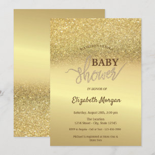 Invitación Elegante lluvia de lentejuelas doradas Baby Shower