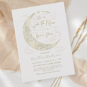Invitación Elegante Lluvia de Luna Llena de Boda de Imitación