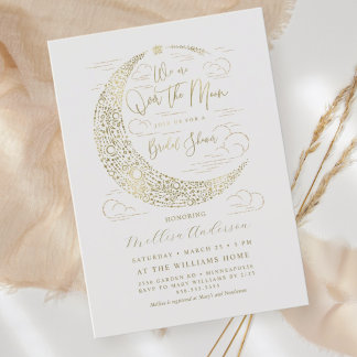 Invitación Elegante Lluvia de Luna Llena de Boda de Imitación