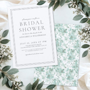 Invitación Elegante Lluvia de Novia Botánica Verde Salvia