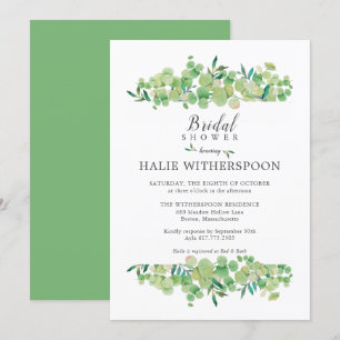 Invitación Elegante Lluvia de Novia con Follaje de Eucalipto