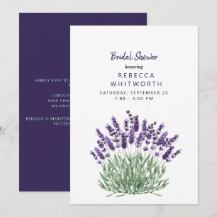Invitación Elegante Lluvia de Novia de Aquarela Lavanda