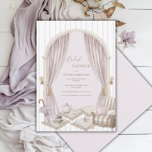 Invitación Elegante lluvia de novia de franja morada  