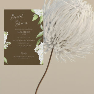 Invitación Elegante lluvia de novia de Hortensia Marrón Choco