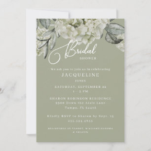 Invitación Elegante Lluvia de Novia Hortensia Salvia