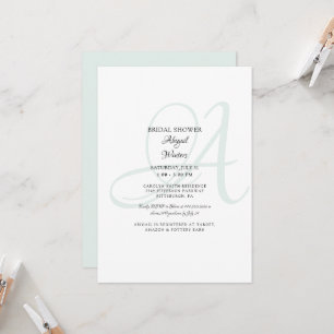 Invitación Elegante lluvia de novia inicial de vidrio de mar