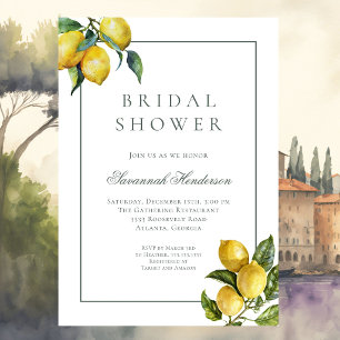 Invitación Elegante lluvia de novia italiana de limón de vera