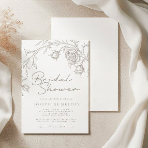 Invitación Elegante Lluvia de Novia Sepia Vintage Rosa