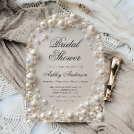 Invitación Elegante Lluvia de Pastel de Perlas para Novia