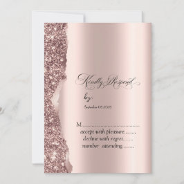 Invitación Elegante lluvia de purpurina de oro rosa con letra