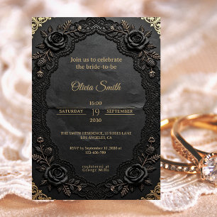 Invitación Elegante lluvia de regalos de boda gótica victoria