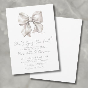 Invitación Elegante Lluvia de Regalos Nupciales con Lazo Blan