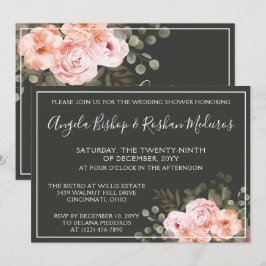 Invitación Elegante Lluvia Floral Rosa Botánico para Boda y D