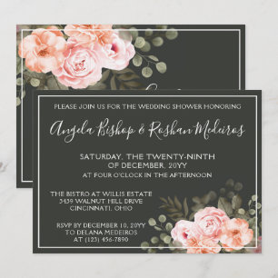 Invitación Elegante Lluvia Floral Rosa Botánico para Boda y D