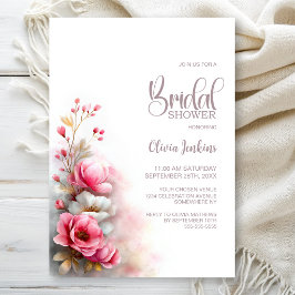 Invitación Elegante lluvia floral rosa para despedida de solt