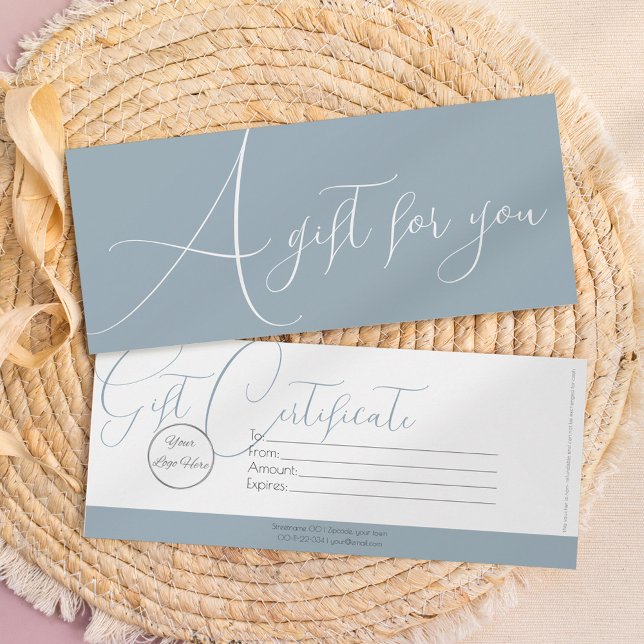 Invitación Elegante logo azul boho certificado de regalo feme (Subido por el creador)