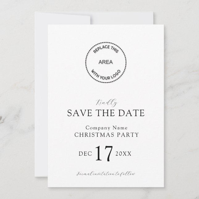 Invitación Elegante logo Compañía Navidades Fiesta Guardar la (Anverso)