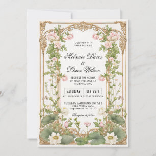 Invitación Elegante Loto Vintage de inspiración asiática 