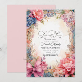 Invitación Elegante Love Fancy Floral Bridal Shower QR Code