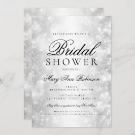 Invitación Elegante Luces Bridal Shower Silver Shimmer