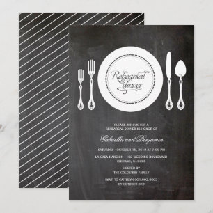 Invitación Elegante Lugar Fijando El Ensayo Boda Cena