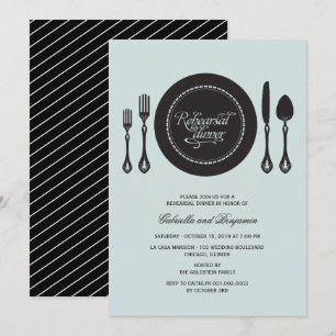 Invitación Elegante Lugar Fijando El Ensayo Boda Cena