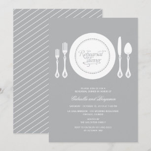 Invitación Elegante Lugar Fijando El Ensayo Boda Cena
