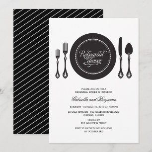 Invitación Elegante Lugar Fijando El Ensayo Boda Cena