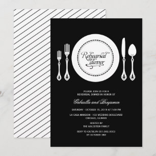 Invitación Elegante Lugar Fijando El Ensayo Boda Cena