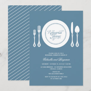 Invitación Elegante Lugar Fijando El Ensayo Boda Cena