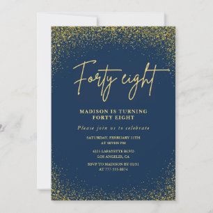Invitación Elegante lujo azul marino dorado brillo cumpleaños