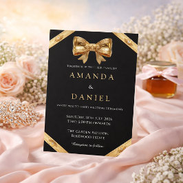 Invitación Elegante Lujo Boda de Arco Dorado y Negro