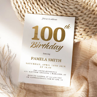 Invitación Elegante lujo clásico de imitación de oro 100 cump