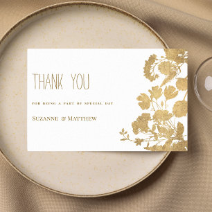 Invitación Elegante lujo de flores silvestres de oro blanco