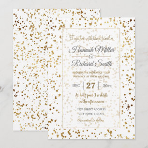 Invitación Elegante Lujo Esparkling Gold Confetti Dots Imagen