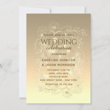 Elegante Lujo Moderno Bodas de Encaje Floral Dorad